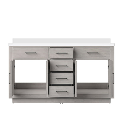 Abbey 60 in W x 22 in D White Oak Double Bath Vanity