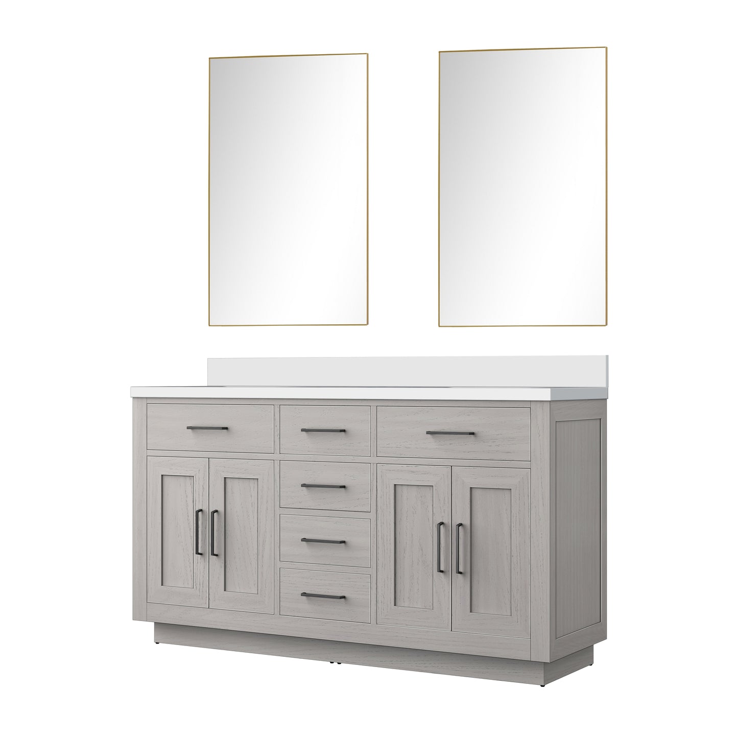 Abbey 60 in W x 22 in D White Oak Double Bath Vanity