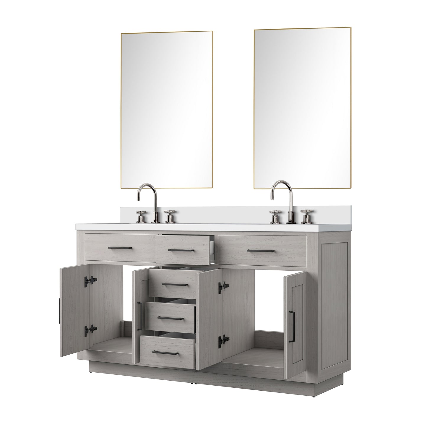 Abbey 60 in W x 22 in D White Oak Double Bath Vanity