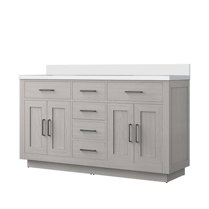 Abbey 60 in W x 22 in D White Oak Double Bath Vanity