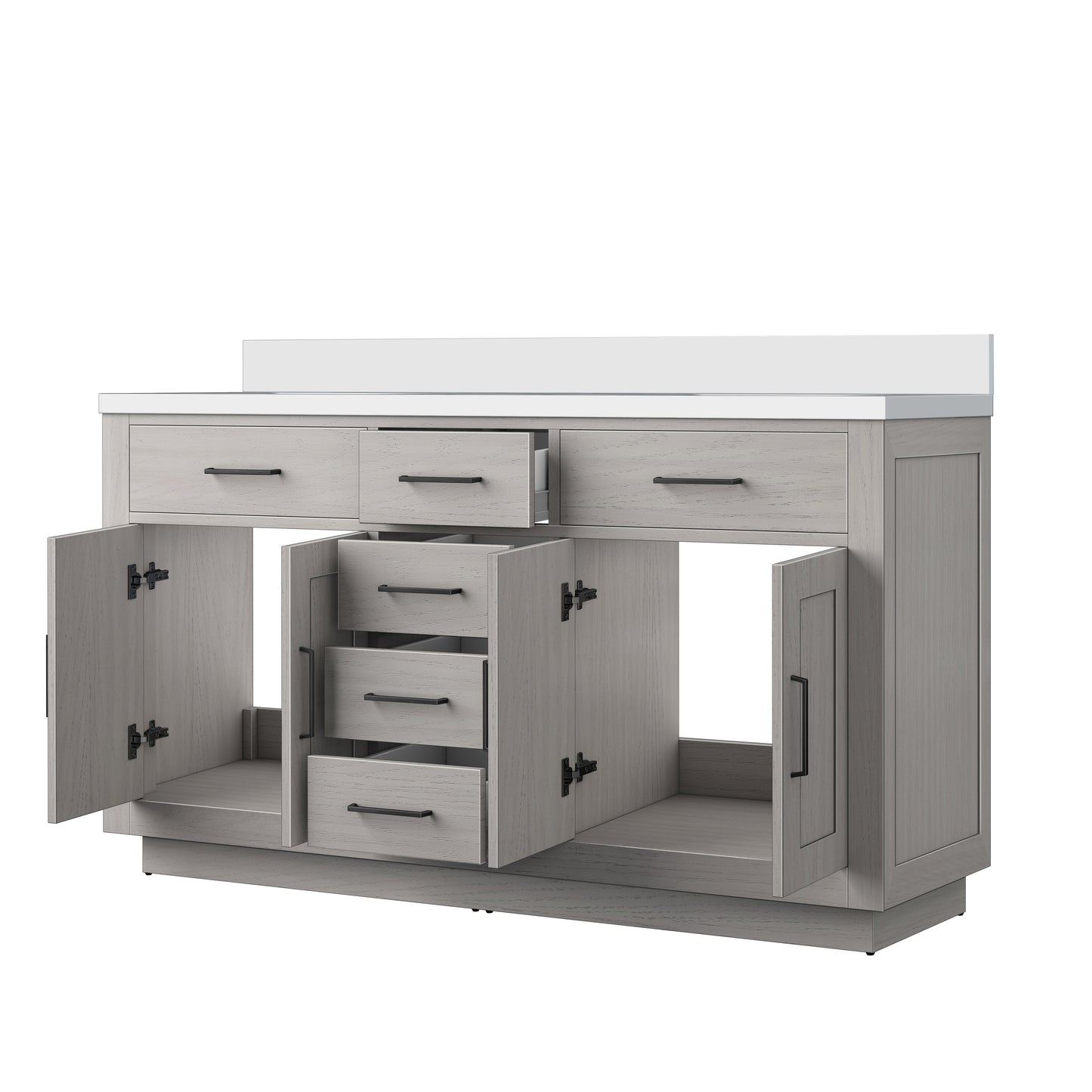 Abbey 60 in W x 22 in D White Oak Double Bath Vanity
