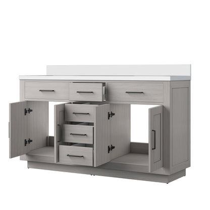 Abbey 60 in W x 22 in D White Oak Double Bath Vanity