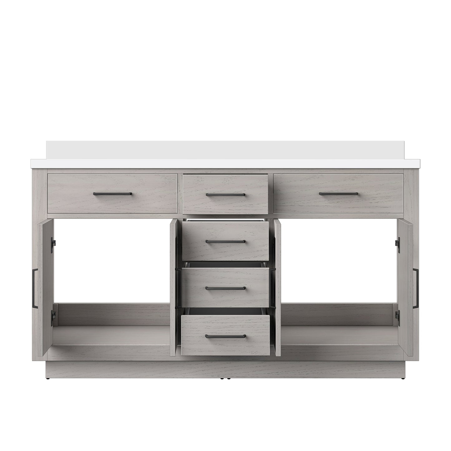 Abbey 60 in W x 22 in D White Oak Double Bath Vanity