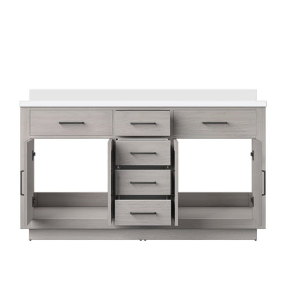 Abbey 60 in W x 22 in D White Oak Double Bath Vanity