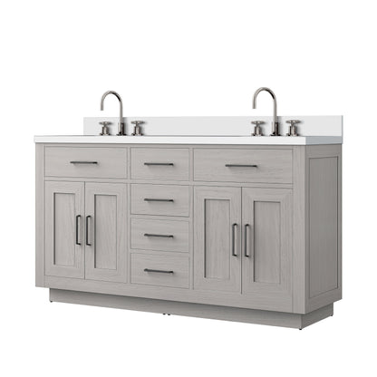 Abbey 60 in W x 22 in D White Oak Double Bath Vanity
