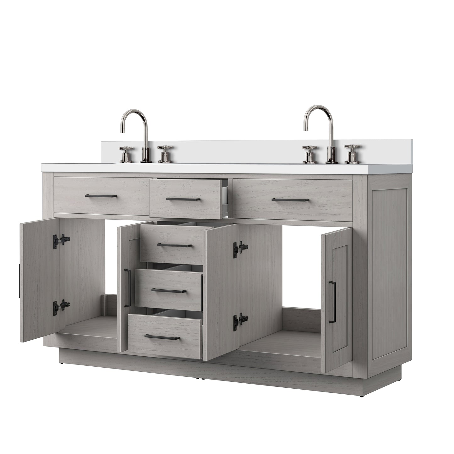 Abbey 60 in W x 22 in D White Oak Double Bath Vanity