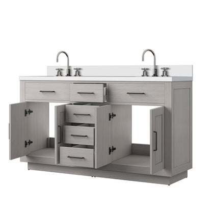 Abbey 60 in W x 22 in D White Oak Double Bath Vanity
