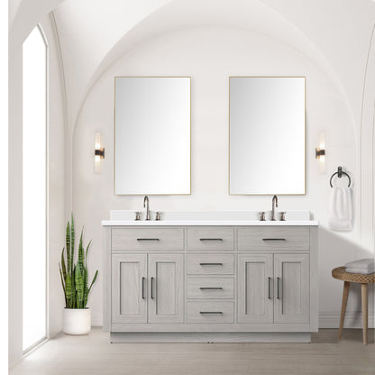 Abbey 60 in W x 22 in D White Oak Double Bath Vanity