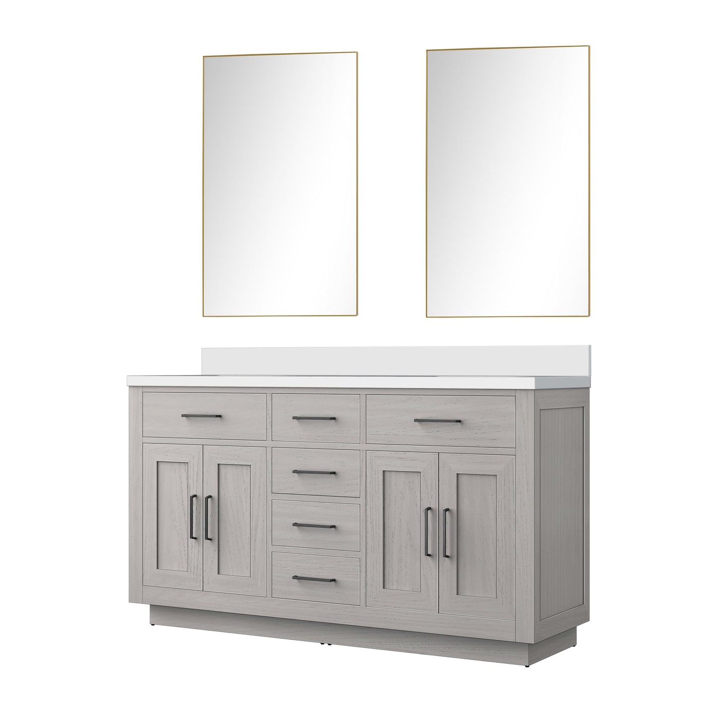 Abbey 60 in W x 22 in D White Oak Double Bath Vanity