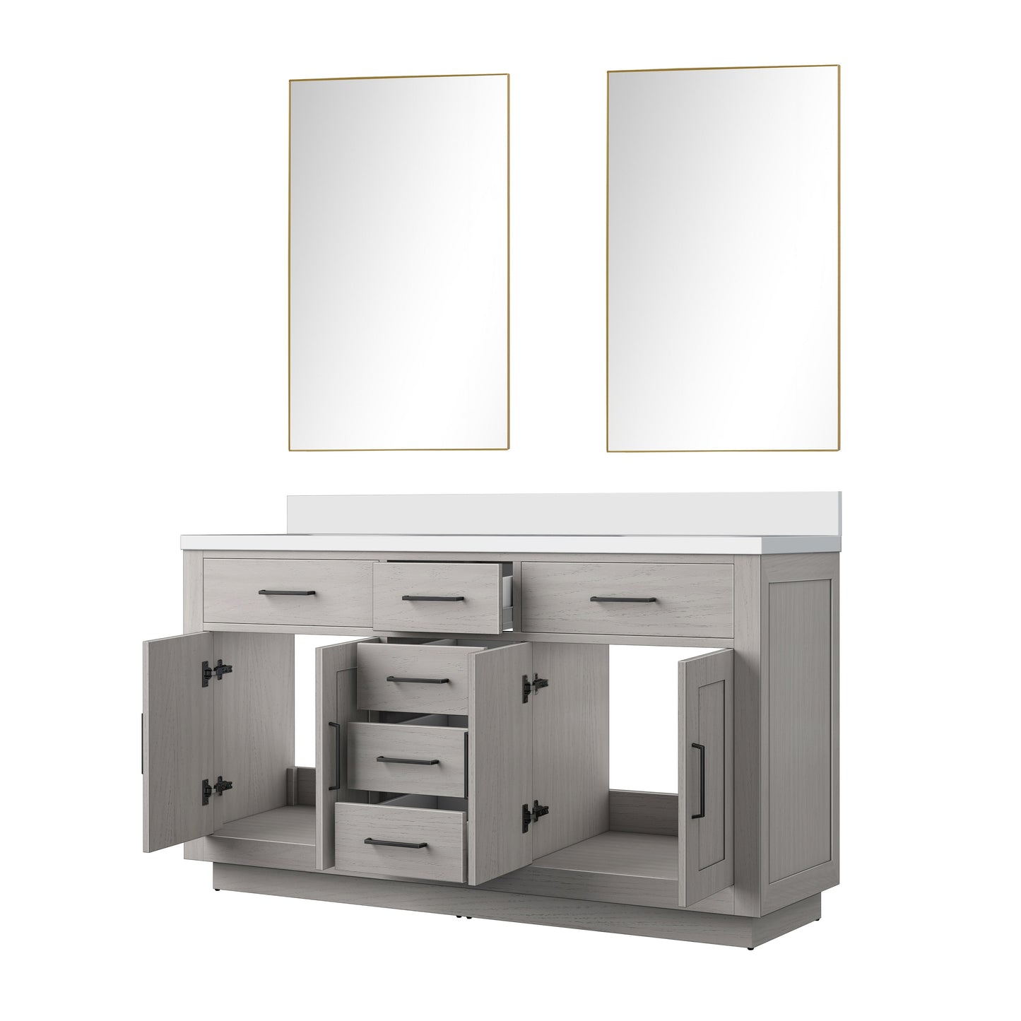 Abbey 60 in W x 22 in D White Oak Double Bath Vanity