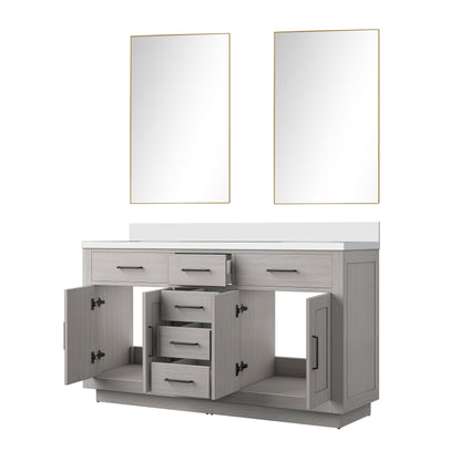 Abbey 60 in W x 22 in D White Oak Double Bath Vanity