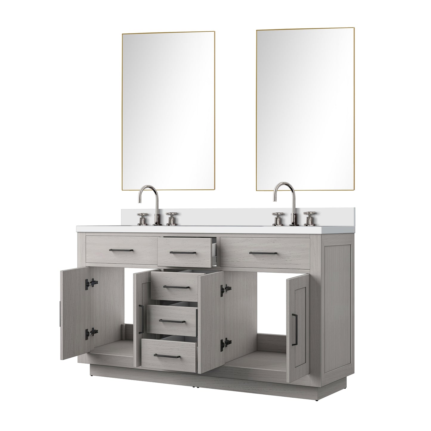 Abbey 60 in W x 22 in D White Oak Double Bath Vanity