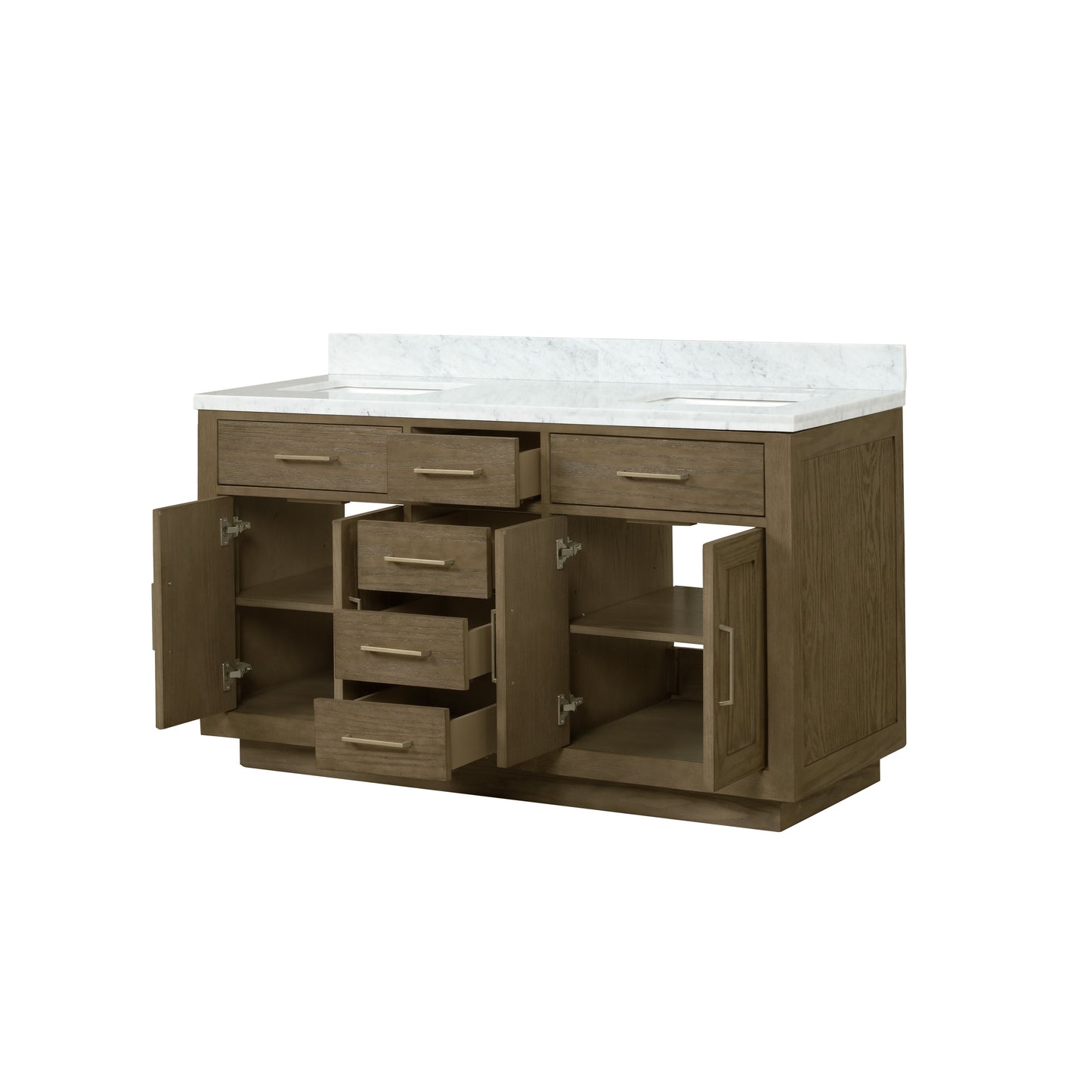Abbey 60 in W x 22 in D Grey Oak Double Bath Vanity
