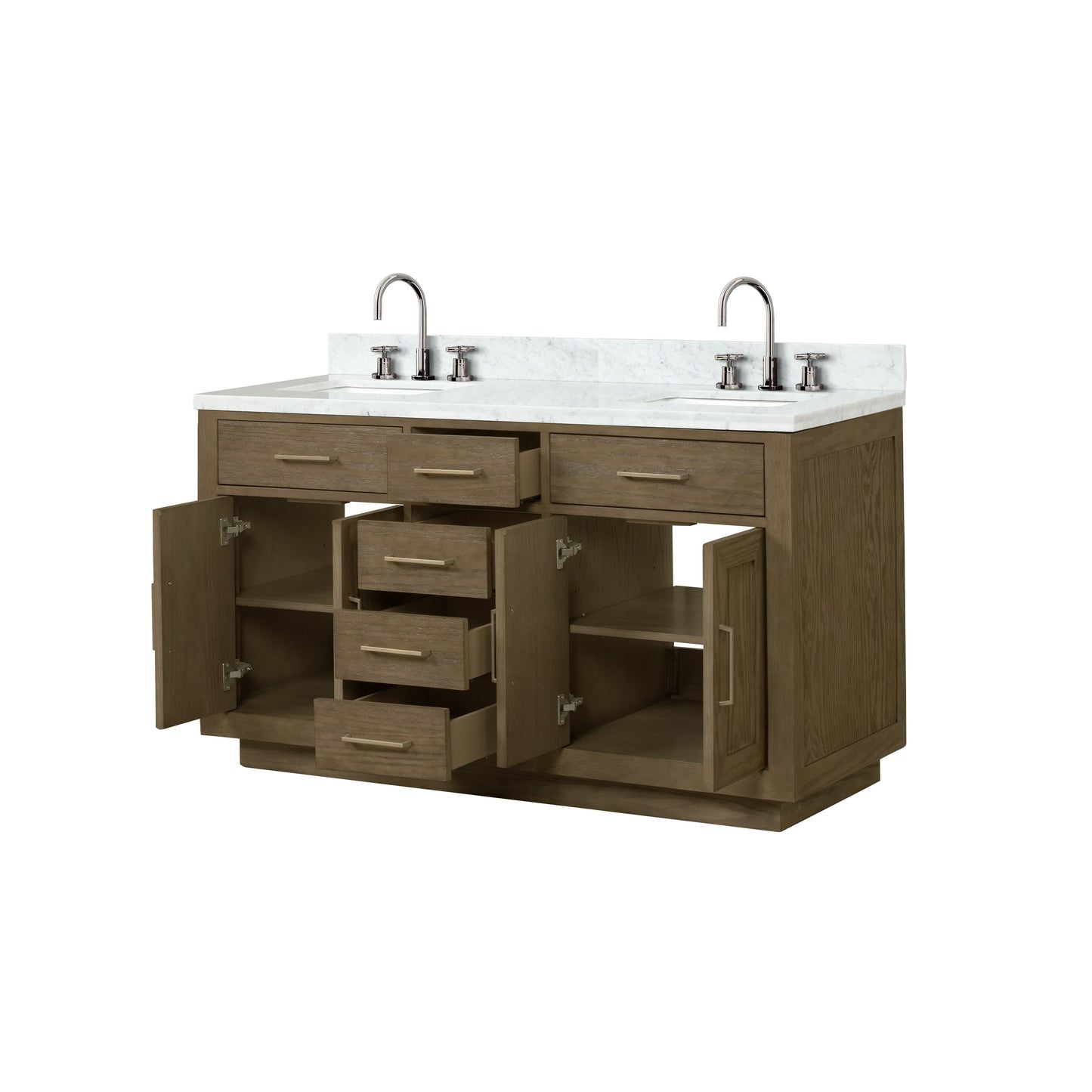 Abbey 60 in W x 22 in D Grey Oak Double Bath Vanity