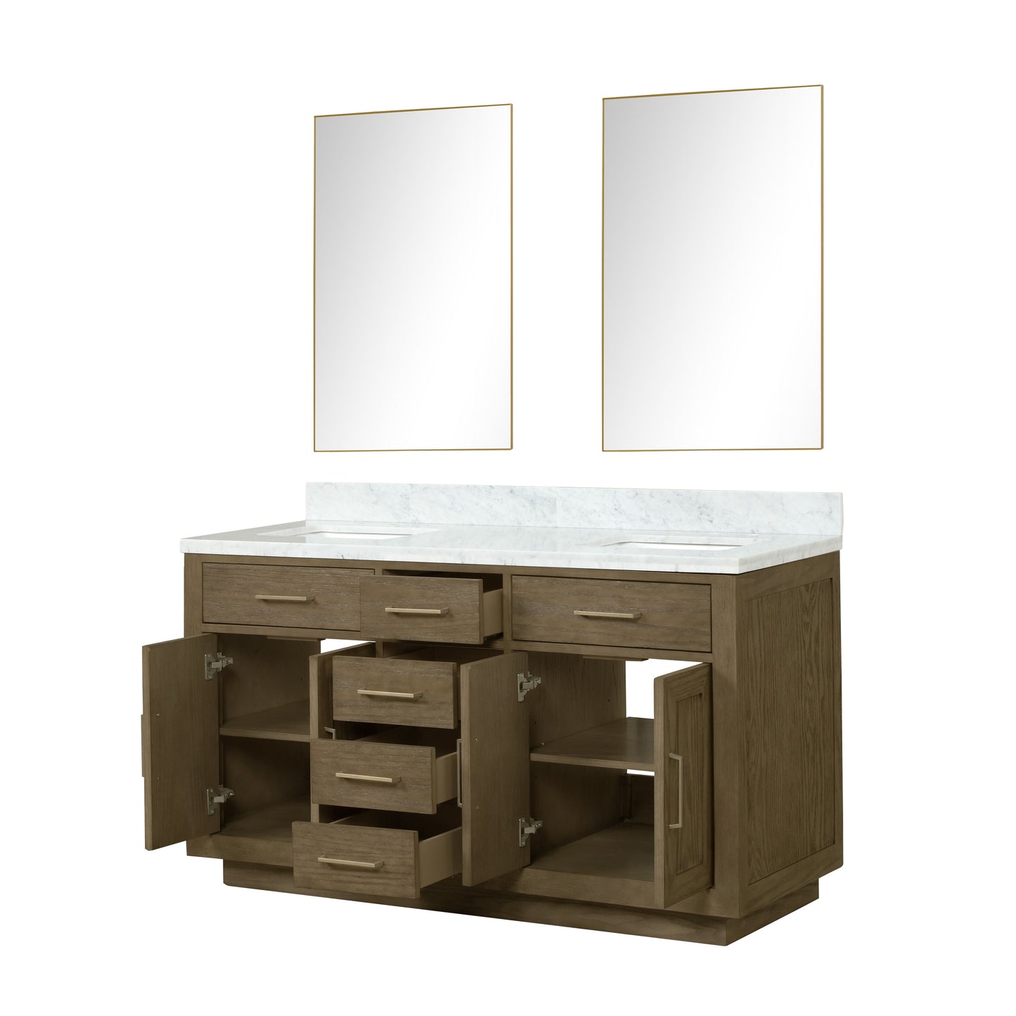 Abbey 60 in W x 22 in D Grey Oak Double Bath Vanity
