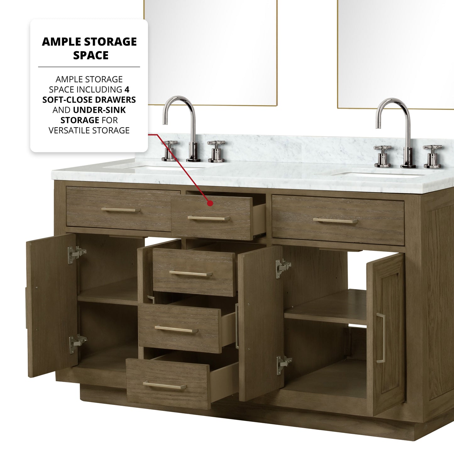 Abbey 60 in W x 22 in D Grey Oak Double Bath Vanity