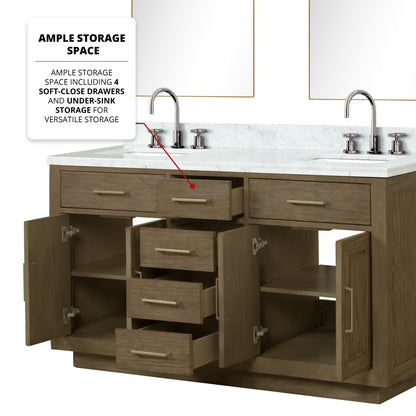 Abbey 60 in W x 22 in D Grey Oak Double Bath Vanity