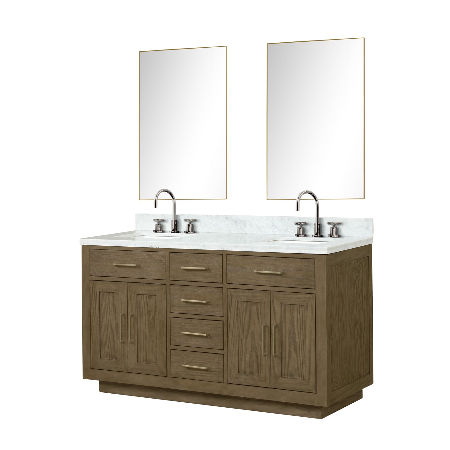 Abbey 60 in W x 22 in D Grey Oak Double Bath Vanity