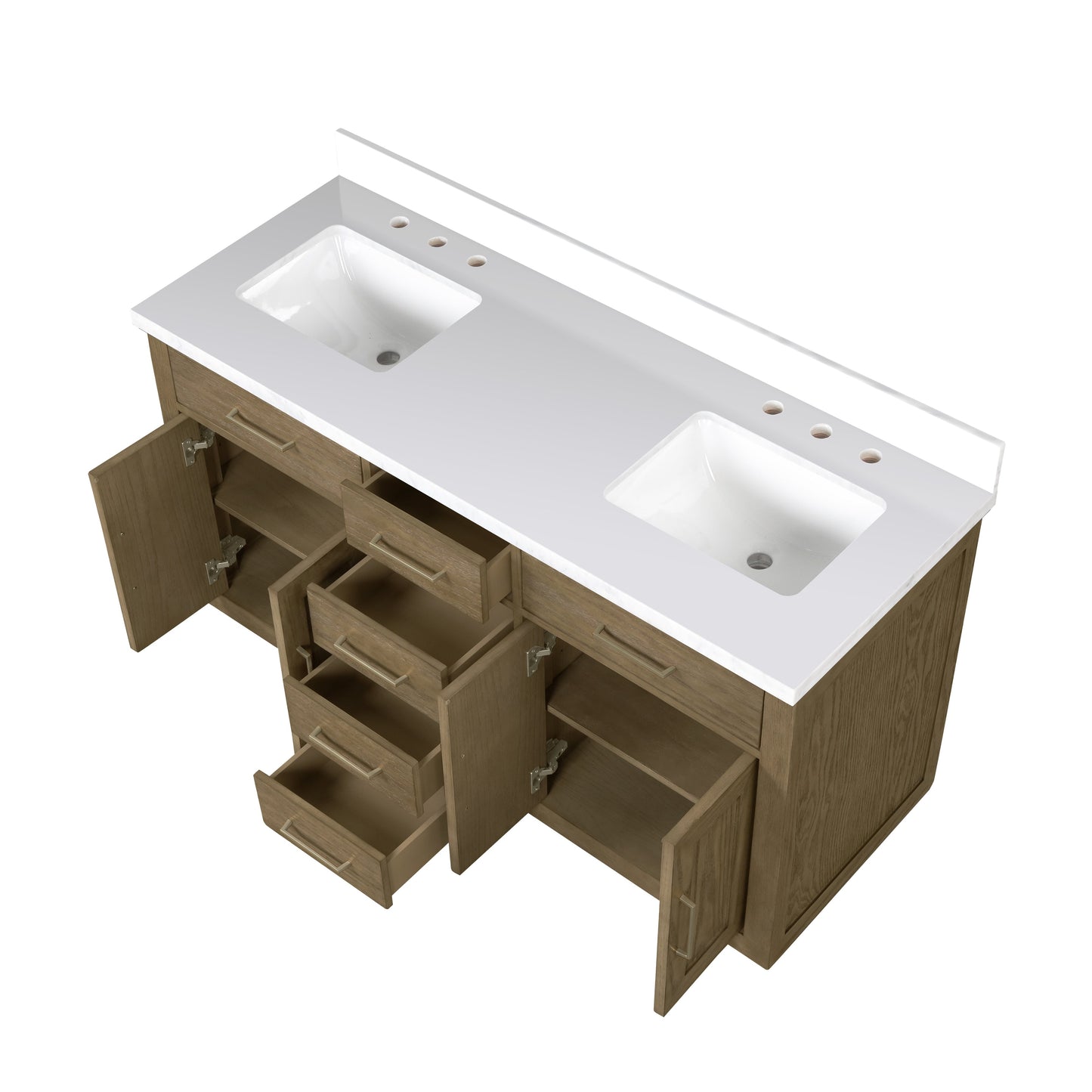 Abbey 60 in W x 22 in D Grey Oak Double Bath Vanity