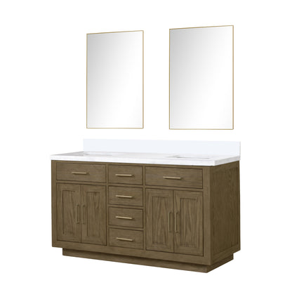 Abbey 60 in W x 22 in D Grey Oak Double Bath Vanity