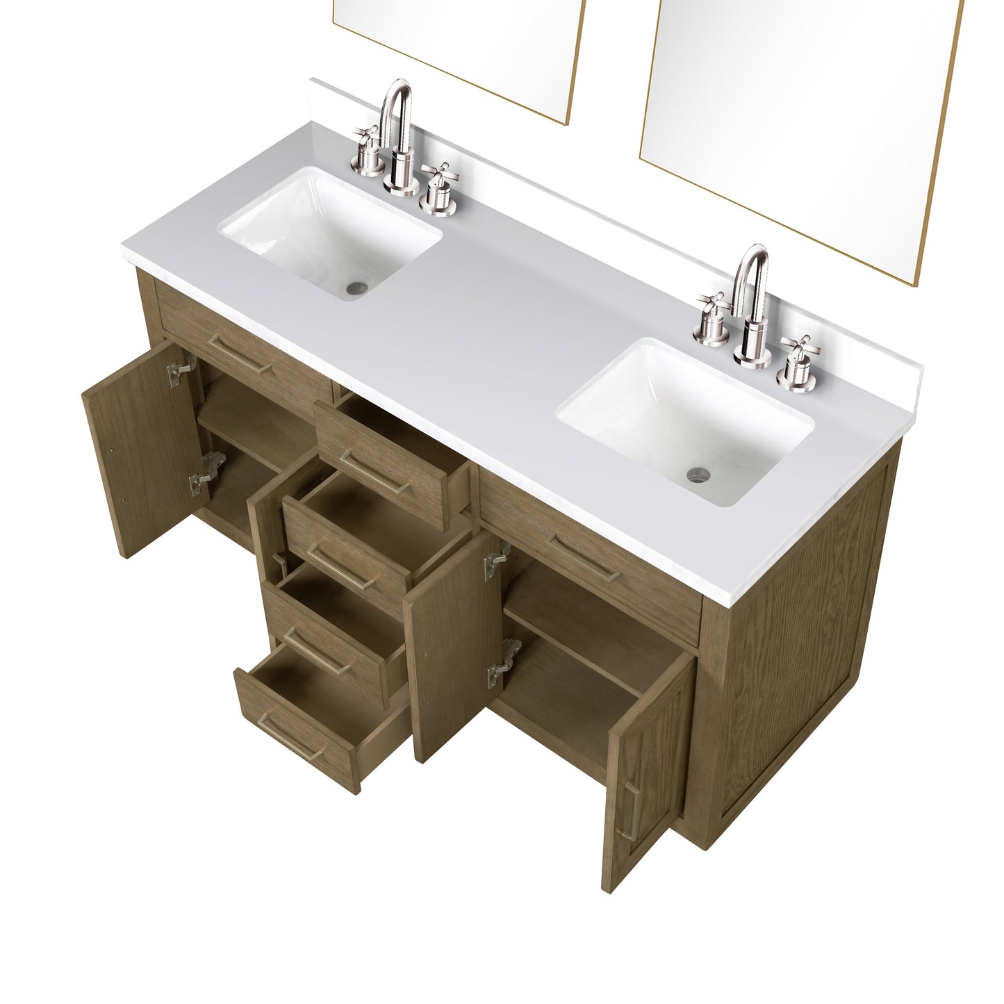 Abbey 60 in W x 22 in D Grey Oak Double Bath Vanity