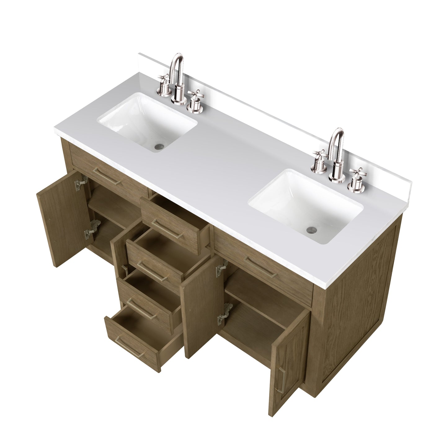 Abbey 60 in W x 22 in D Grey Oak Double Bath Vanity