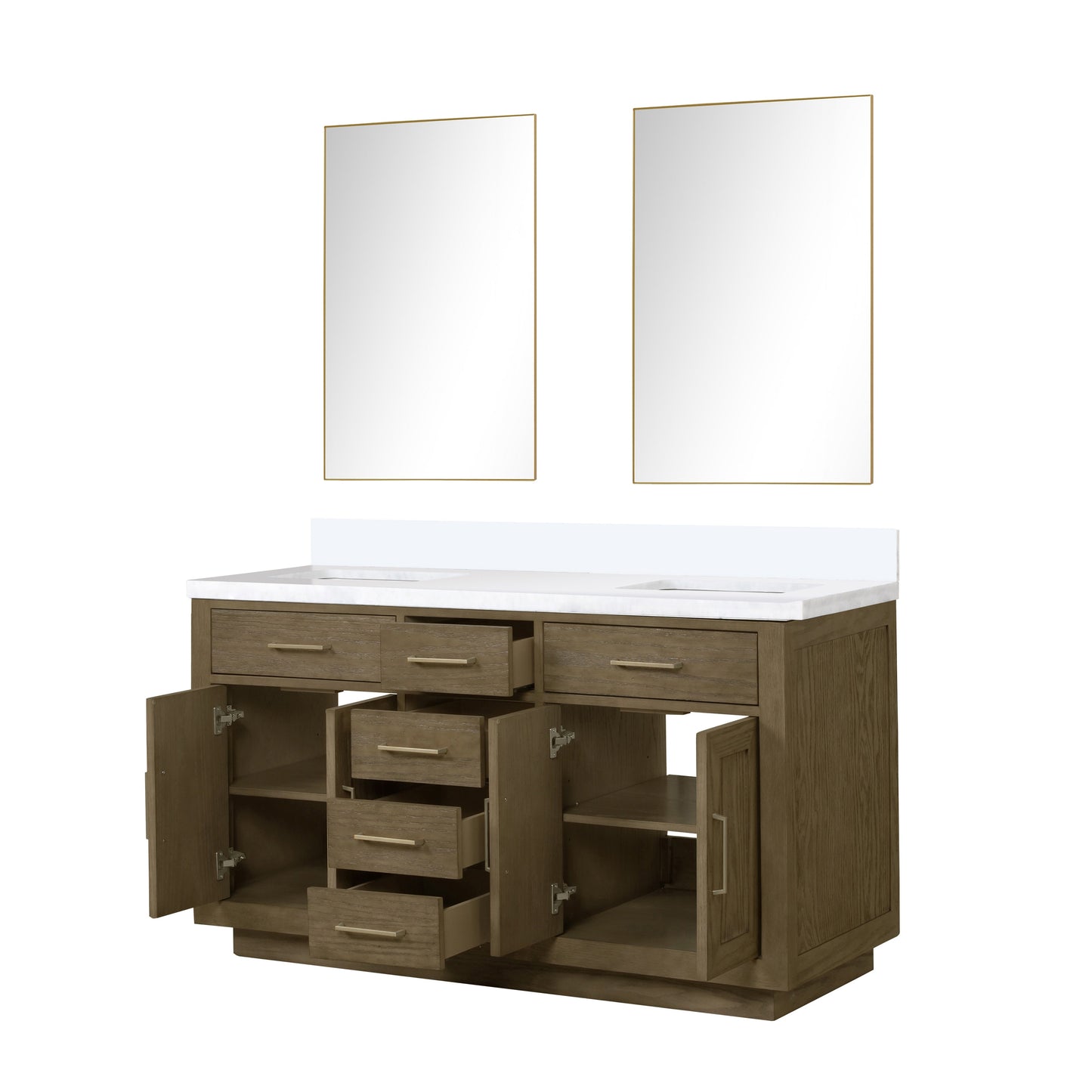 Abbey 60 in W x 22 in D Grey Oak Double Bath Vanity