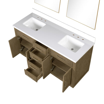Abbey 60 in W x 22 in D Grey Oak Double Bath Vanity