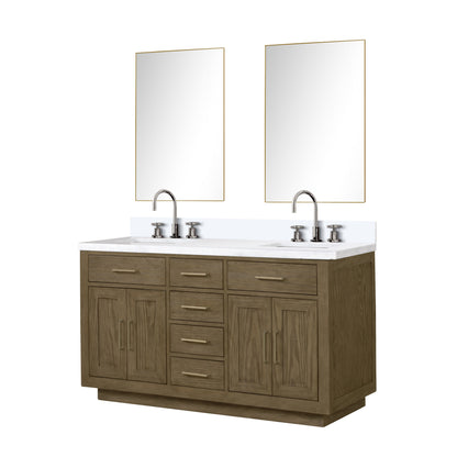 Abbey 60 in W x 22 in D Grey Oak Double Bath Vanity