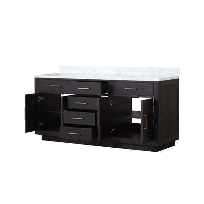 Abbey 72 in W x 22 in D Black Oak Double Bath Vanity