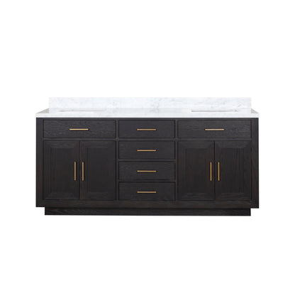 Abbey 72 in W x 22 in D Black Oak Double Bath Vanity