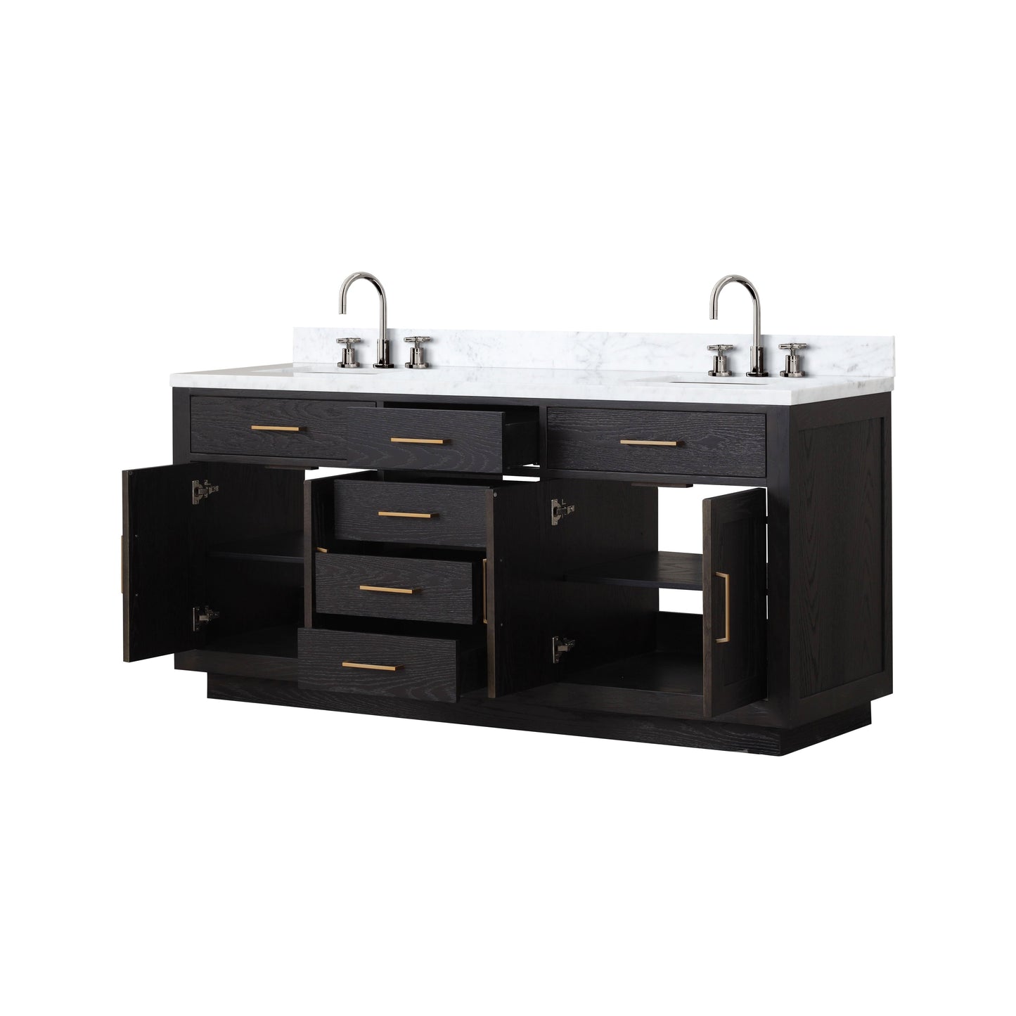 Abbey 72 in W x 22 in D Black Oak Double Bath Vanity