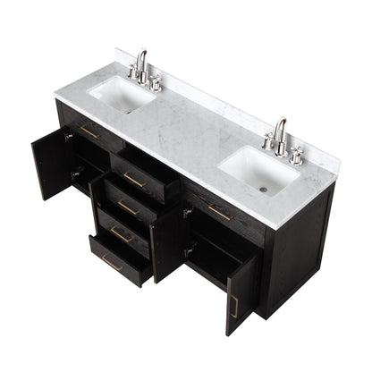 Abbey 72 in W x 22 in D Black Oak Double Bath Vanity