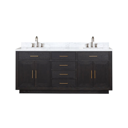 Abbey 72 in W x 22 in D Black Oak Double Bath Vanity