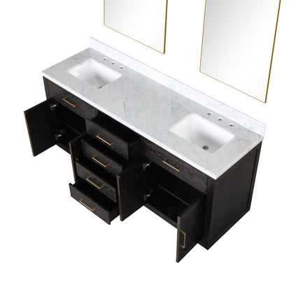 Abbey 72 in W x 22 in D Black Oak Double Bath Vanity
