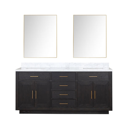Abbey 72 in W x 22 in D Black Oak Double Bath Vanity