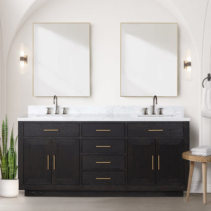 Abbey 72 in W x 22 in D Black Oak Double Bath Vanity
