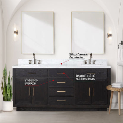 Abbey 72 in W x 22 in D Black Oak Double Bath Vanity