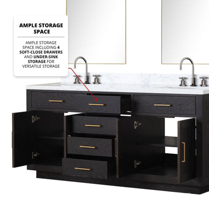 Abbey 72 in W x 22 in D Black Oak Double Bath Vanity