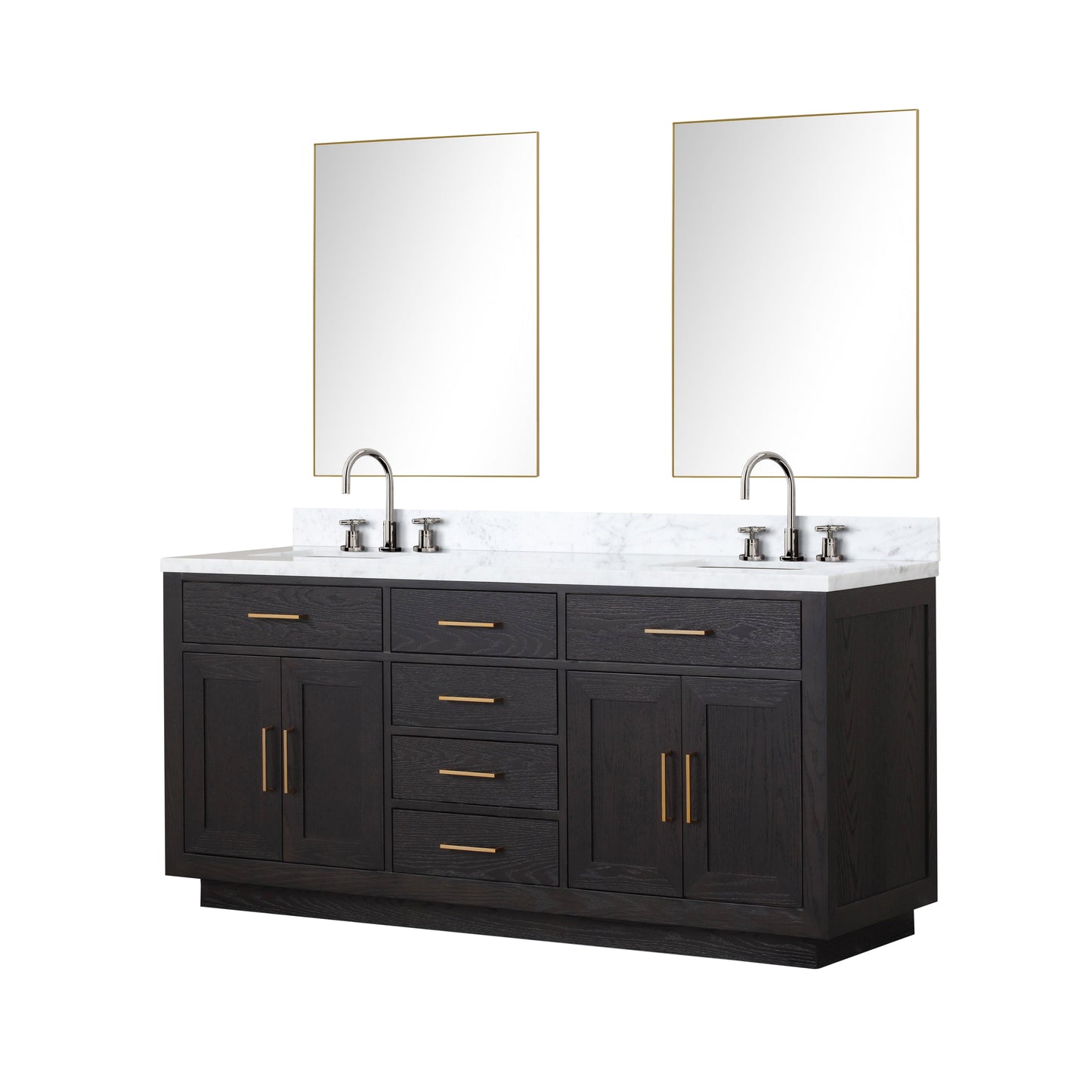 Abbey 72 in W x 22 in D Black Oak Double Bath Vanity