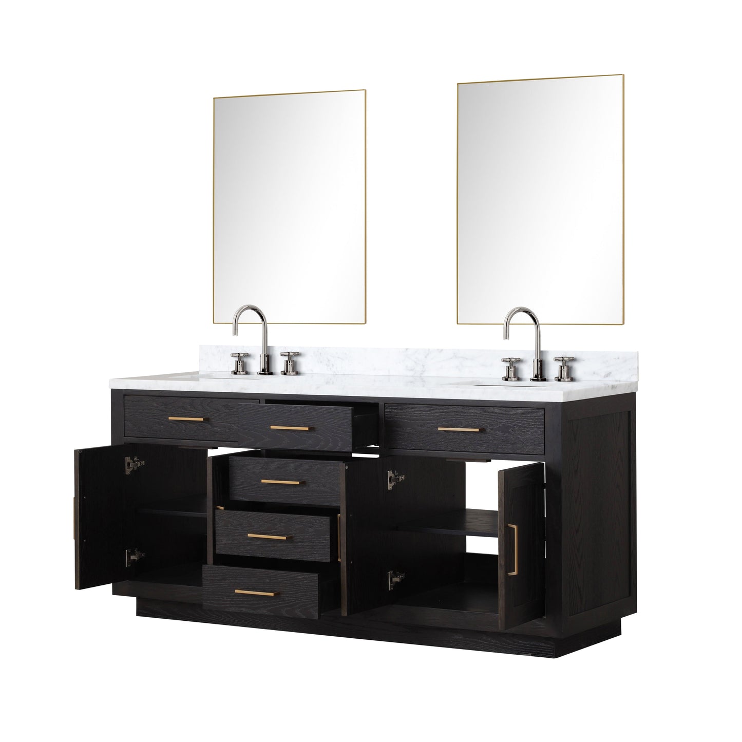Abbey 72 in W x 22 in D Black Oak Double Bath Vanity