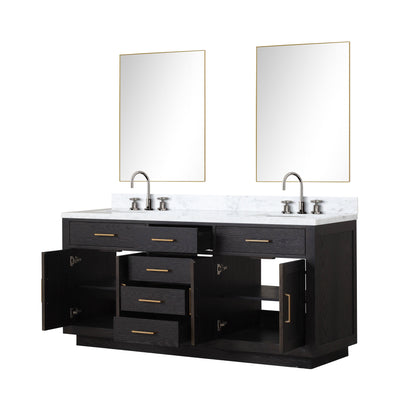 Abbey 72 in W x 22 in D Black Oak Double Bath Vanity