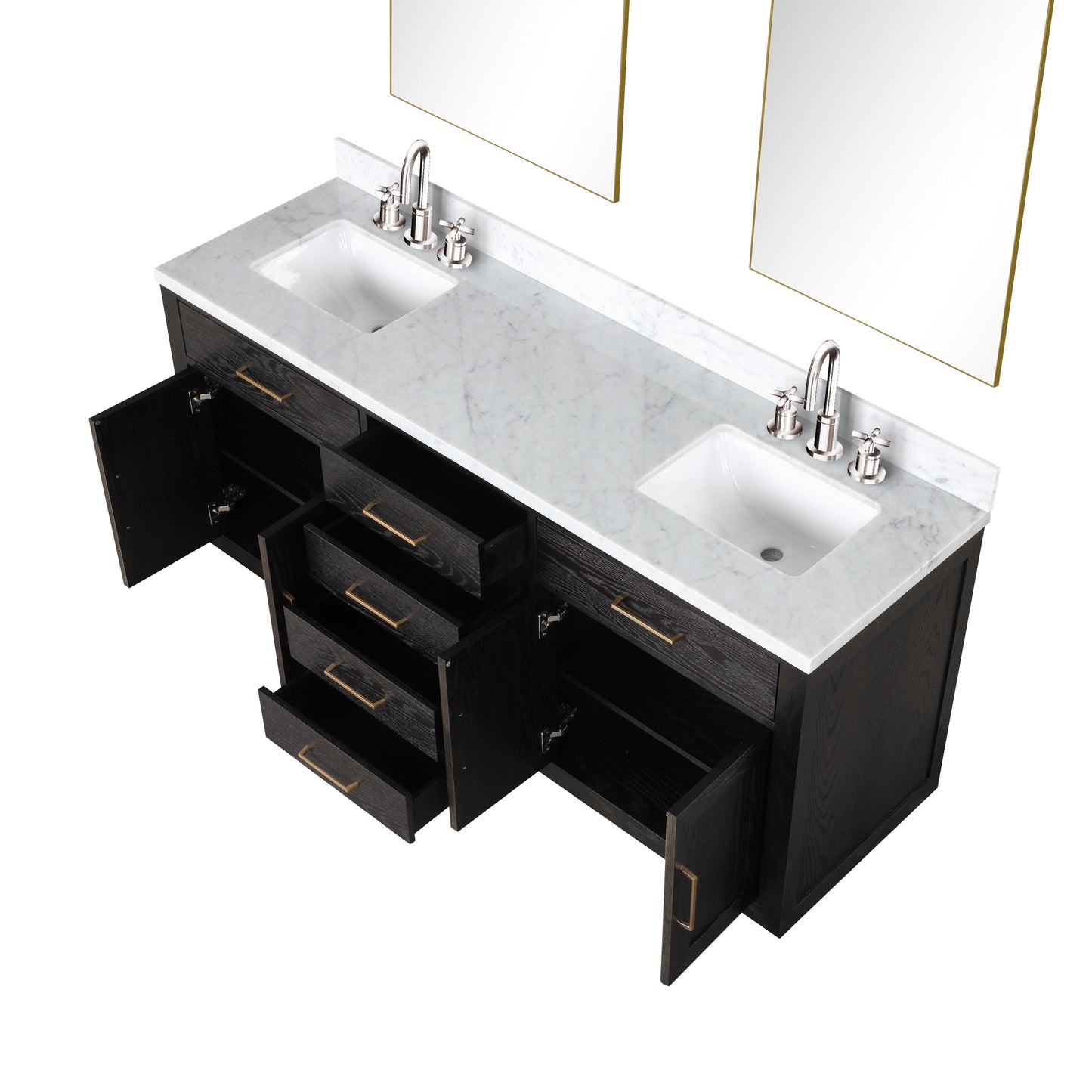 Abbey 72 in W x 22 in D Black Oak Double Bath Vanity
