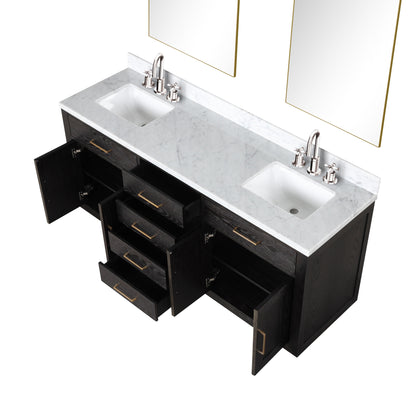 Abbey 72 in W x 22 in D Black Oak Double Bath Vanity