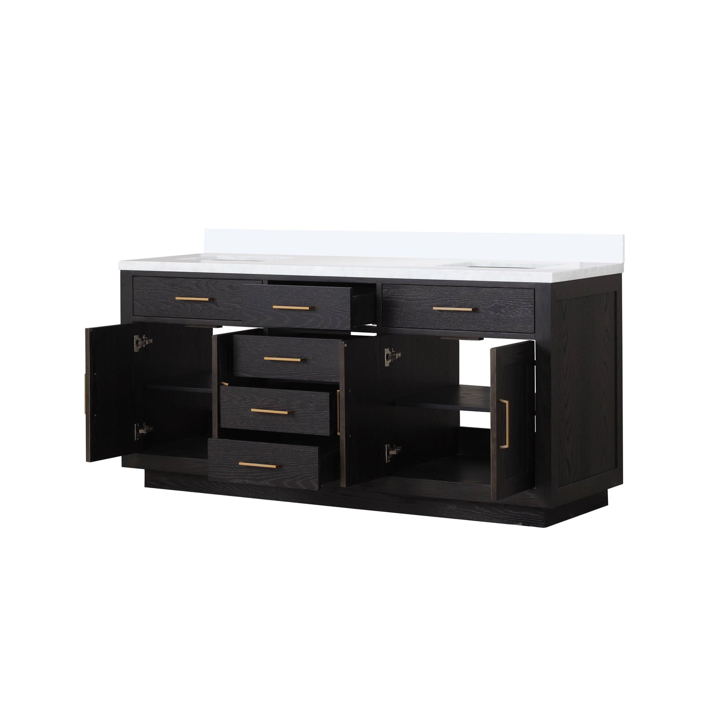 Abbey 72 in W x 22 in D Black Oak Double Bath Vanity