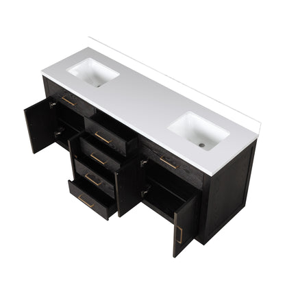 Abbey 72 in W x 22 in D Black Oak Double Bath Vanity