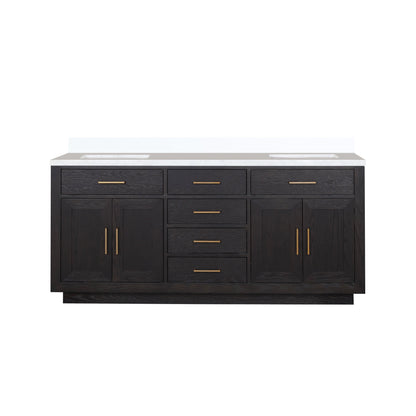 Abbey 72 in W x 22 in D Black Oak Double Bath Vanity