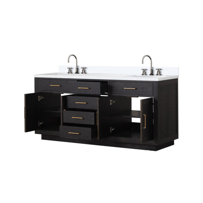 Abbey 72 in W x 22 in D Black Oak Double Bath Vanity