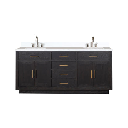 Abbey 72 in W x 22 in D Black Oak Double Bath Vanity