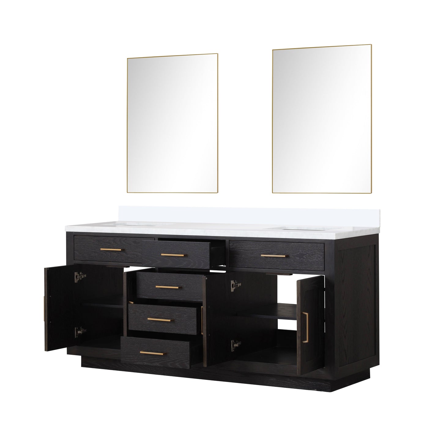 Abbey 72 in W x 22 in D Black Oak Double Bath Vanity